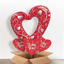 Heart | Filigree Red Giant Shaped Balloon in a Box Gift