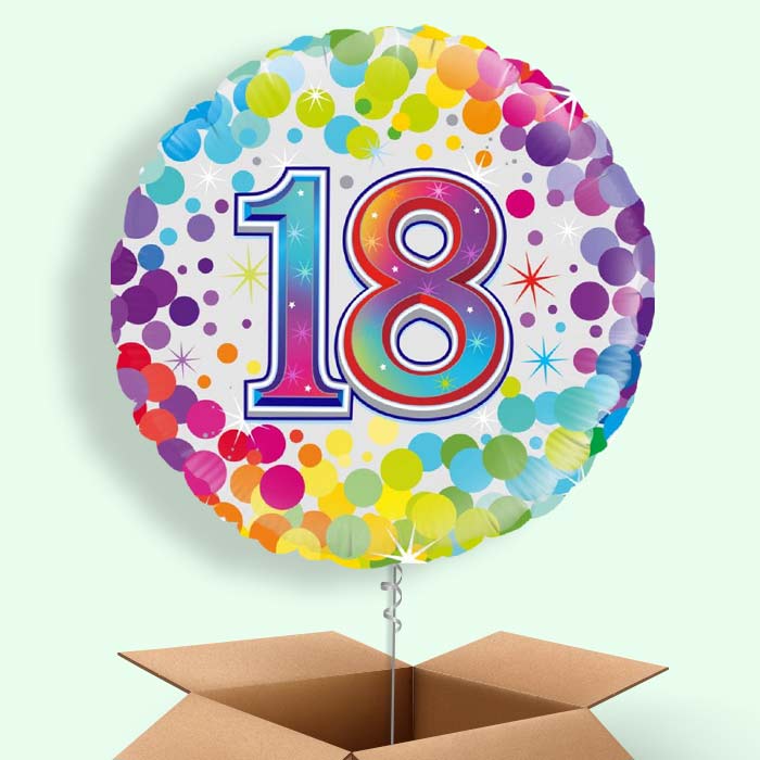 Rainbow Confetti 18th Birthday 18&#34; Balloon in a Box