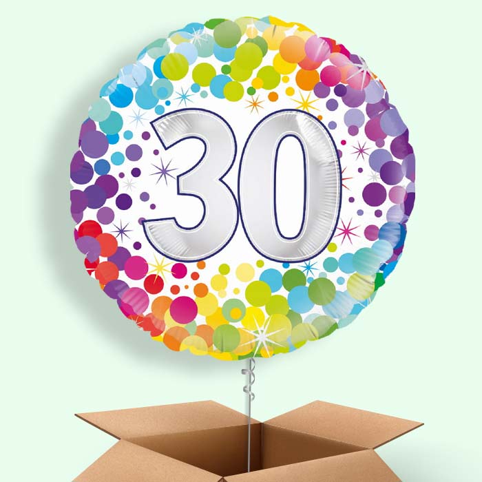Rainbow Confetti 30th Birthday 18&#34; Balloon in a Box
