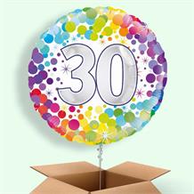 Rainbow Confetti 30th Birthday 18" Balloon in a Box
