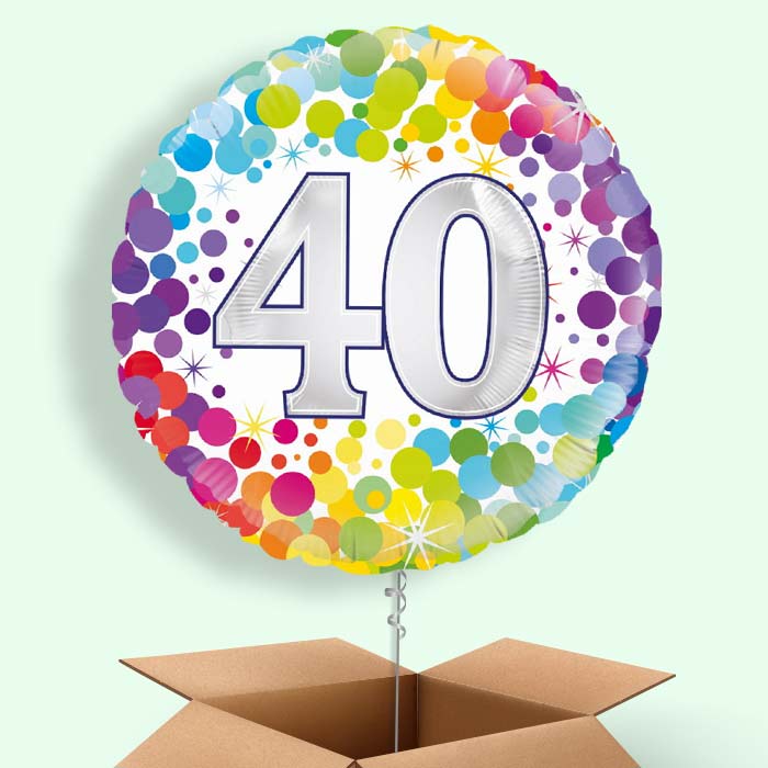 Rainbow Confetti 40th Birthday 18&#34; Balloon in a Box