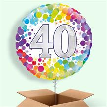 Rainbow Confetti 40th Birthday 18" Balloon in a Box