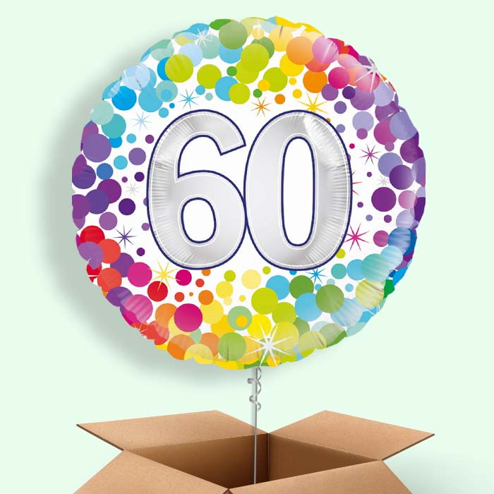 Rainbow Confetti 60th Birthday 18&#34; Balloon in a Box