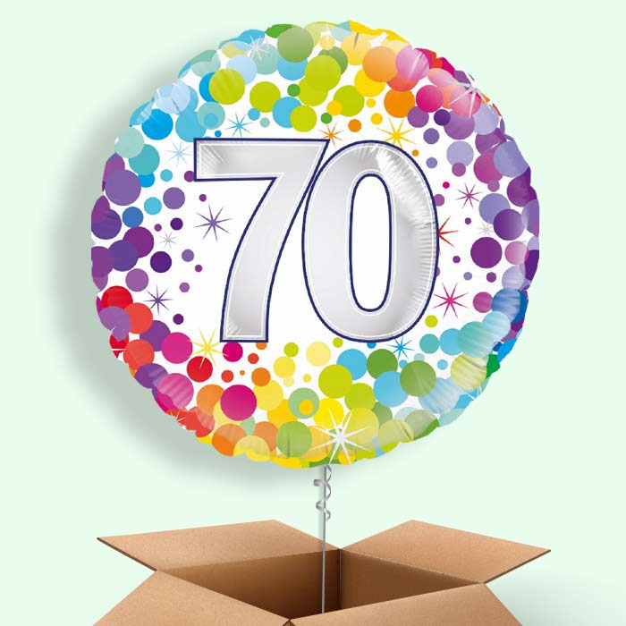 Rainbow Confetti 70th Birthday 18&#34; Balloon in a Box
