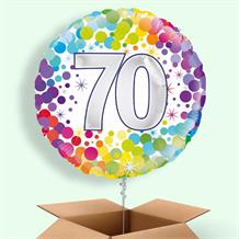 Rainbow Confetti 70th Birthday 18" Balloon in a Box