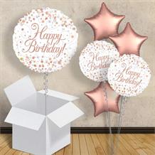 Rose Gold and White Happy Birthday 18" Balloon in a Box