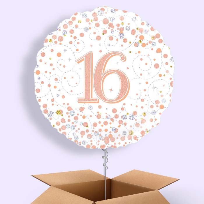 Rose Gold and White 16th Birthday 18&#34; Balloon in a Box