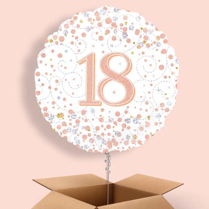 Rose Gold and White 18th Birthday 18&#34; Balloon in a Box