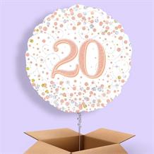 Rose Gold and White 20th Birthday 18" Balloon in a Box