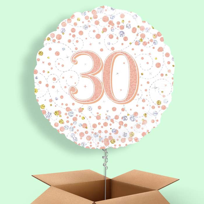 Rose Gold and White 30th Birthday 18&#34; Balloon in a Box
