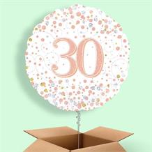 Rose Gold and White 30th Birthday 18" Balloon in a Box