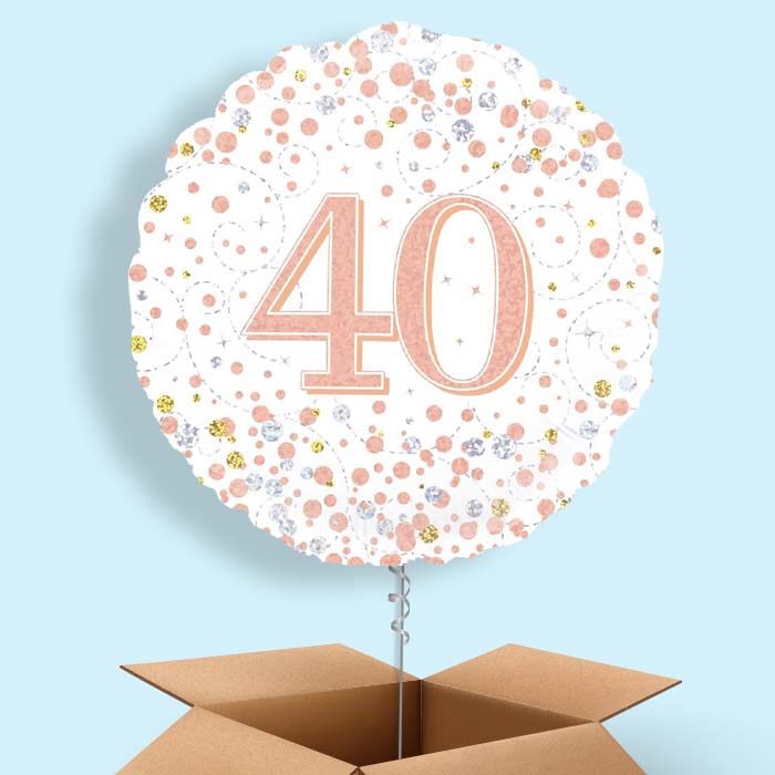 Rose Gold and White 40th Birthday 18&#34; Balloon in a Box
