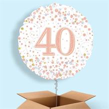 Rose Gold and White 40th Birthday 18" Balloon in a Box
