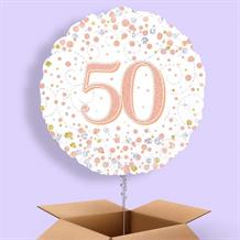 Rose Gold and White 50th Birthday 18" Balloon in a Box