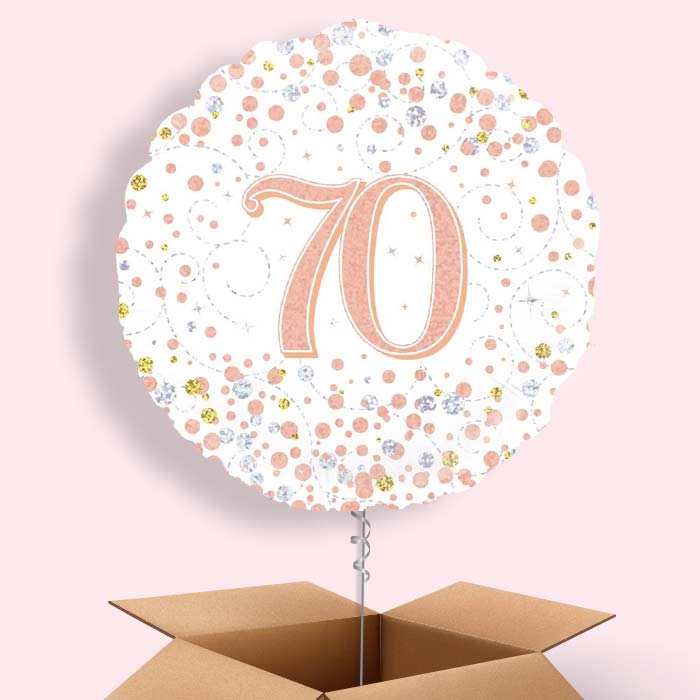 Rose Gold and White 70th Birthday 18&#34; Balloon in a Box