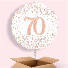 Rose Gold and White 70th Birthday 18" Balloon in a Box
