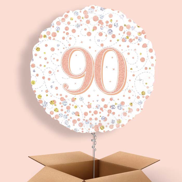 Rose Gold and White 90th Birthday 18&#34; Balloon in a Box