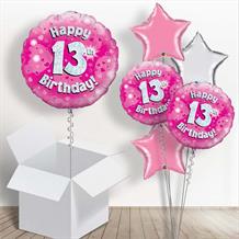 Happy 13th Birthday Pink Hearts 18" Balloon in a Box