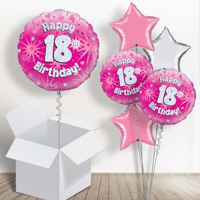 Happy 18th Birthday Pink Hearts 18&#34; Balloon in a Box
