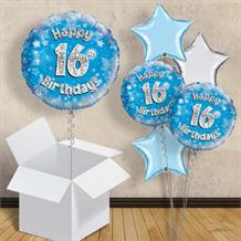 Happy 16th Birthday Blue Stars 18" Balloon in a Box