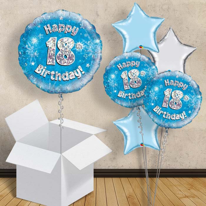 Happy 18th Birthday Blue Stars 18&#34; Balloon in a Box