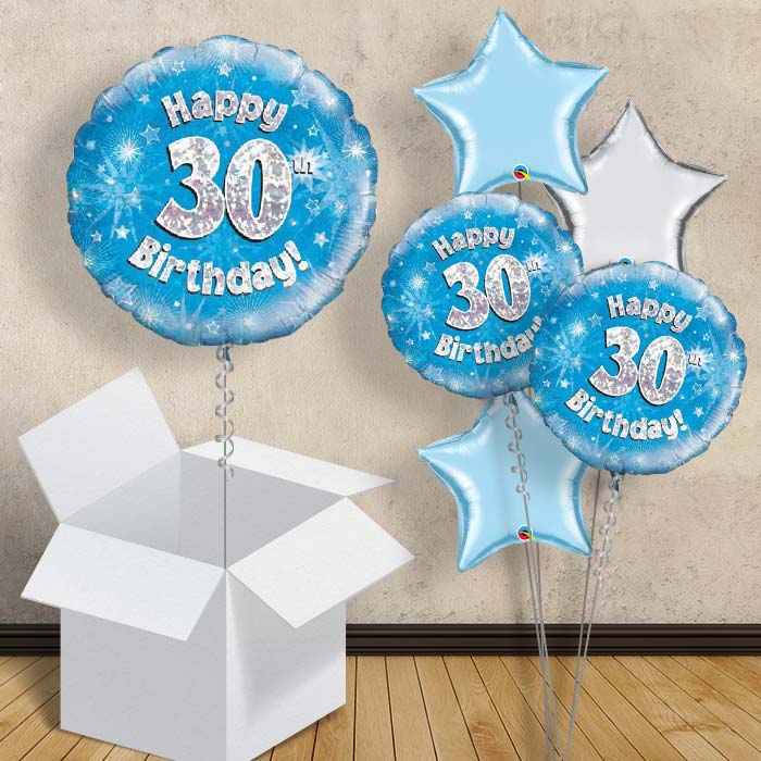 Happy 30th Birthday Blue Stars 18&#34; Balloon in a Box