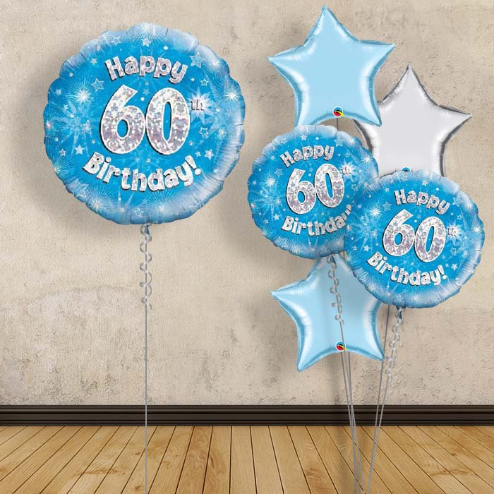 Happy 60th Birthday Blue Stars 18&#34; Balloon in a Box