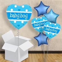 Blue Polka Dot Baby Boy | Baby Shower 18" Balloon in a Box