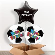 Personalisable Inflated Football Happy Birthday 3 Balloon Bouquet in a Box Gift