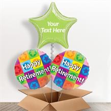 Personalisable Inflated Happy Retirement Star 3 Balloon Bouquet in a Box Gift