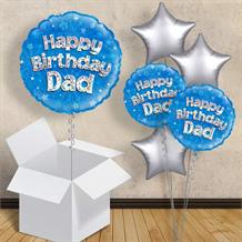 Happy Birthday Dad Blue Stars 18" Balloon in a Box
