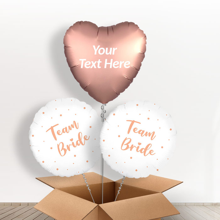 Personalisable Inflated Team Bride Rose Gold Balloon Bouquet in a Box