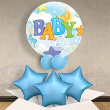 Baby Boy Moon and Stars Baby Shower 22" Bubble Balloon in a Box