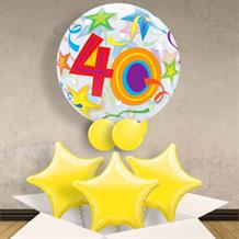 Colourful Stars 40th Birthday 22" Bubble Balloon in a Box