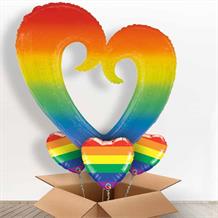 Rainbow Open Heart Giant Shaped Balloon in a Box Gift