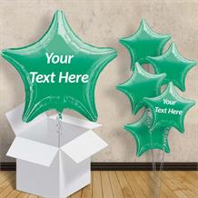 Personalisable Green Metallic Star 18" Balloon in a Box