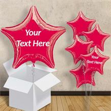 Personalisable Red Metallic Star 18" Balloon in a Box