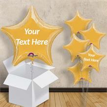 Personalisable Gold Metallic Star 18" Balloon in a Box