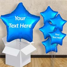 Personalisable Blue Metallic Star 18" Balloon in a Box