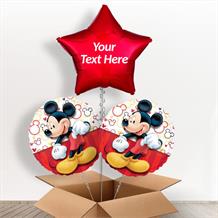 Personalisable Inflated Mickey Mouse Red 3 Balloon Bouquet in a Box Gift