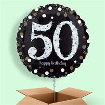 Gold Sparkle Happy 50th Birthday 18" Balloon in a Box