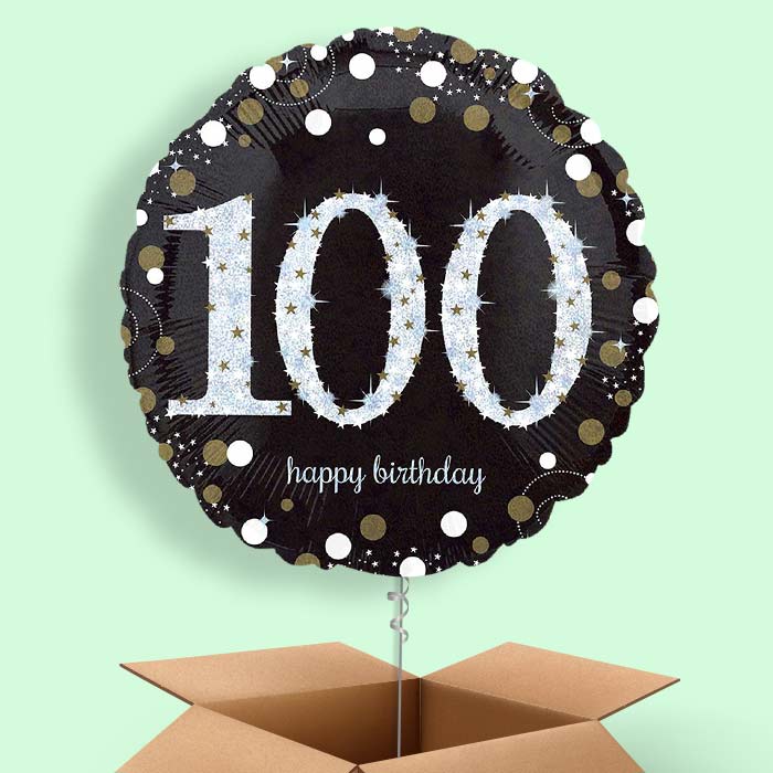 Gold Sparkle Happy 100th Birthday 18&#34; Balloon in a Box