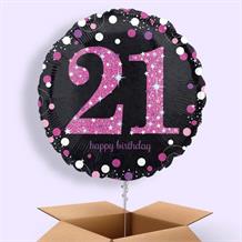Pink Sparkle Happy 21st Birthday 18" Balloon in a Box