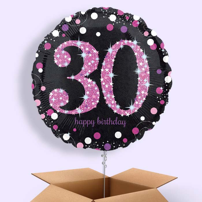 Pink Sparkle Happy 30th Birthday 18&#34; Balloon in a Box