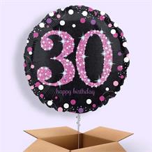 Pink Sparkle Happy 30th Birthday 18" Balloon in a Box