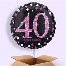 Pink Sparkle Happy 40th Birthday 18" Balloon in a Box