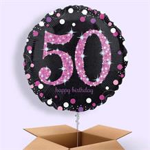 Pink Sparkle Happy 50th Birthday 18" Balloon in a Box