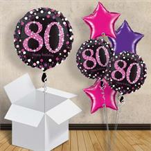 Pink Sparkle Happy 80th Birthday 18" Balloon in a Box
