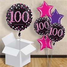 Pink Sparkle Happy 100th Birthday 18" Balloon in a Box
