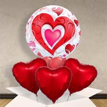 Love | Red Hearts 22" Bubble Balloon in a Box